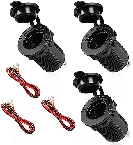 3 Stücke Auto Zigarettenanzünder Steckdose, 12V Steckdose Zigarettenanzünder mit 100cm Anschlusskabel, Wasserdicht Gleichstrom-Feuerzeugsteckdose Steckdose für Auto Motorrad Boot