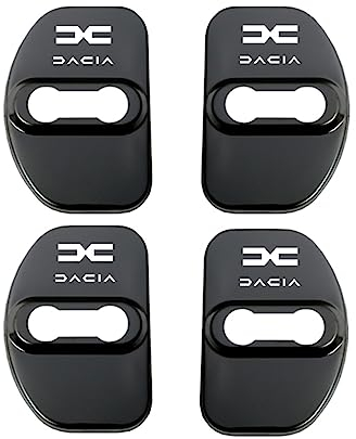 ZILOOK 4 Stück Auto Türschloss Abdeckung für Dacia Duster Spring Logan Sandero, Edelstahl Korrosionsschutz Autotürverriegelun Schutzkappe Gehäuse Innenausstattung,Black1