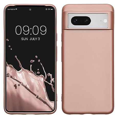kwmobile Housse Compatible avec Google Pixel 8 Coque - Housse de téléphone Protection Souple en TPU - Or Rose métallique