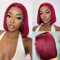 Peluca Mujer Pelo Natural Humano 13x4 HD Lace Front Human Hair Wig Pelucas Sin Pegamento Bob Straight Wig Peluca Rojo Cabello Brasileño For Women 10 Pulgadas（Red Human Hair Wigs）