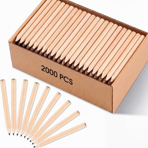 2000 Stück Golf-Bleistifte, halbe Bleistifte, 2 HB 3,5, vorgespitzt, sechseckig, gelb, Holz, Mini-Bleistifte für Kinder, Schule, Klassenzimmer, Babyparty, Braut, Hochzeit, Bürobedarf