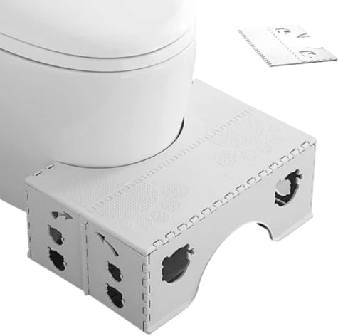 Little Bean Faltbarer Toilettenhocker für Erwachsene und Kinder, 18 cm, gesunde Hockhaltung, Toilettenhocker, Badezimmer, rutschfest, WC-Hilfe, Tritthocker, Faltdesign (weiß)