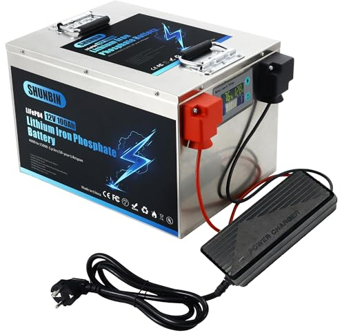 SHUNBIN Lifepo4 Akku 12V 100Ah 1280Wh mit BMS Lithium batterie Perfekter Ersatz für Blei-Säure, AGM, FLA, Gel Akku für Wohnmobil,Solaranlage, Boot, Haushalt, Solarpanel Kit,Camping