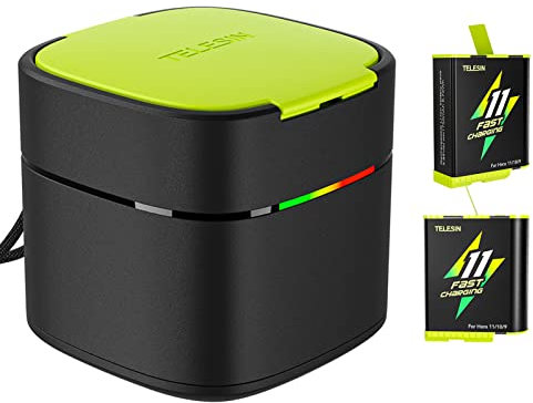 COMETX GP-FCK-B11 Battery Charger Charging Box for Battery with Dual Battery Channels Compatible with GoPro Hero11/10/9 Charging Box with USB Port&2 Card Slots with 2pcs 1750mAh Batteries
