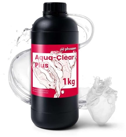 Phrozen Aqua-Clear Plus 3D Drucker Resin | Druck Harz für Phrozen Sonic Mini & Mighty | 405nm SLA/DLP/LCD 3D Printer Photopolymer UV Resin| Schneller Aushärtung, Dauerhaftigkeit - Transparent (1kg)
