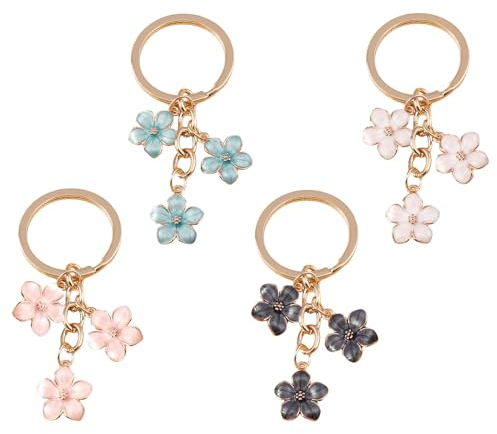 Mezrkuwr 4 Stück Blume Schlüsselanhänger,Tasche Anhänger Schlüsselanhänger für Frauen Niedliche Tasche Charms Dekoration Anhänger Muttertagsgeschenk Blumenanhänger