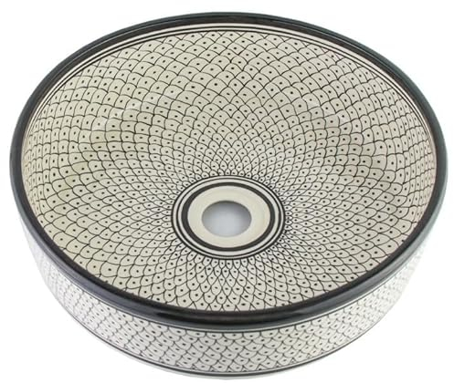 Keramik Waschbecken Rund Ø40 cm Lavabo Blanc Orientalische Waschschale Aufsatzwaschbecken Handwaschbecken