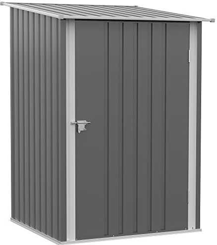 Outsunny Cobertizo de Jardín de Exterior 0,92 m² 100x103x160 cm Caseta de Jardín Metálica con 1 Puerta y Cerradura para Almacenamiento de Herramientas en Patio Terraza Gris