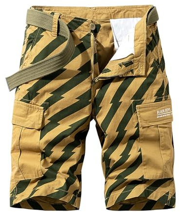 FASLOLSDP Cargo Shorts Herren Sommer Karierter Kurze Hosen Button Down Shorts Multi Taschen Elastischer Sporthose Casual Regulär Fit Atmungsaktive Cargohose Freizeithose Laufshorts 2024