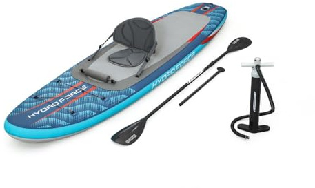 Bestway Hydro Force SUP Allround Board-Set Oceana, 305 x 84 x 15 cm, 130 kg, FortiFiber-Material, PVC-Oberfläche, Abnehmbarer Sitz, Anti-Rutsch, 1 Finne, Doppelhubkolbenpumpe, Paddel, Rucksack
