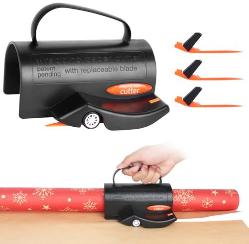 FENGQ Schneider - Tragbarer Papierschneider für Geschenkpapier, 3 Austauschbare Klingensätze, Ideal für Geburtstage und Weihnachten