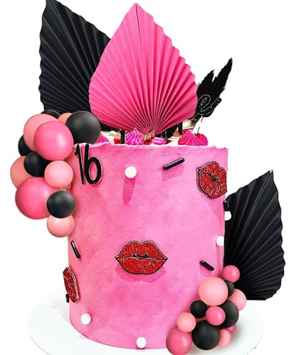 LaVenty Rosa und Schwarz Tortendeko Kugeln Cake Topper Mini Ballons