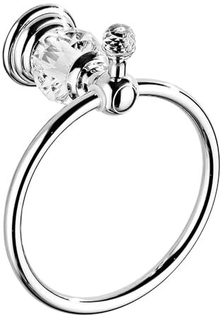 Anneau porte-serviette chromé en cristal argenté pour salle de bain