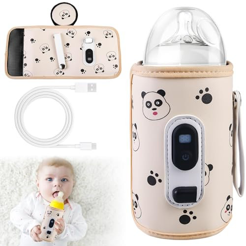 Asfrode Flaschenwärmer Baby Unterwegs, Babyflaschenwärmer Tragbarer Flaschenwärmer Fläschchenwärmer Unterwegs mit USB Ladefunktion Milchflaschenwärmer für Hause draußen im Auto Reisen