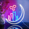 Looklight Mondkatze-Neonschilder, Katzenliebhaber-Neonschild, weißer Mond, LED-Neonschild leuchtende Schilder USB-Katzen-Neonlichtschild für Schlafzimmer Wohnzimmer Bar Hochzeit Party Spielzimmer