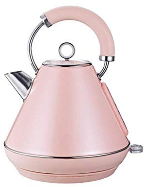 1,8 l Wasserkocher, Haushalts-Wasserkocher, Wasserkocher aus Edelstahl 304, Dampfsensor-Schalter, ringförmiger Deckelgriff, Anti-Trockenschutz, leicht zu reinigen, braun, rosa Dekoration powerfully