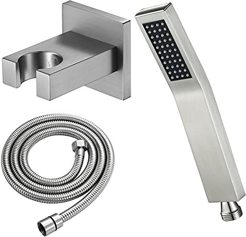 Aioneer Ensemble De Pommeau De Douche À Main Brossé, Pommeau De Douche en Laiton avec Support Et Tuyau, Pommeau De Douche Haute Pression, Pommeau De Douche De Rechange À Fonction