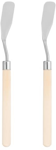 PATIKIL Art Spatula, 2 Pcs 17.5mm Stainless Steel Flexible Palette Knife Painting Knife Painting Spatula Oil Painting Mixing Scraper with Wood Handle for Canvas Acrylic Painting, Yellow