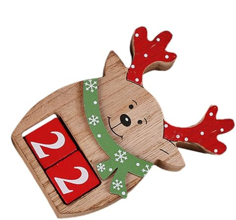 Weihnachtsdekorationen Countdown-Kalender-Schild, Weihnachts-Countdown-Schild, Elch-Schild-Adventskalender, Advents-Countdown-Kalender 2024, rustikales Tischschild für Zuhause