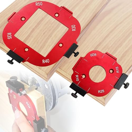 Plantillas de Fresadora para Esquina, 2 pcs Plantillas de Enrutador, 4 en 1 Auxiliar de Corte de Arco, R10 R15 R20 R25 R30 R35 R40 R50 Plantillas de Fresado de Radio de Esquina