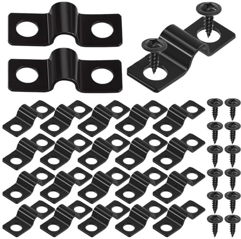 Swpeet 25Pcs 5mm Two Hole U Bracket Clamp with 50Pcs Self-Tapping Screws Kit, U-Clamps, Metal Pipe Clamps, Pipe Strap Clamps, Conduit Clamps, Tension Clips for Fixing Pipe or Cable