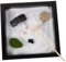 QUMIIRITY 1set Mini Zen Garden Kit Japanese Style Desktop Decor for Meditation and Relaxation Ornament Rakes and Crystals for Tranquility