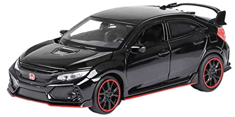 Für Honda Civic Type-R 1 32 Leichtmetall-Rennwagenmodell Sound Und Licht Pull Back Boy Spielzeugfahrzeug Geschenk(Schwarz)