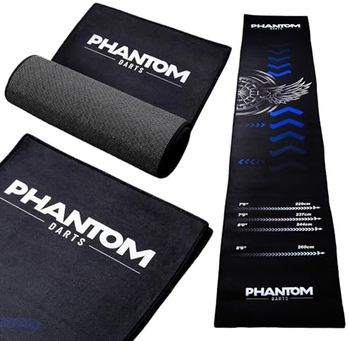 Darts Mat with Oche – Professional Dartboard Mat for Floor Protection, Non-Slip Rubber Backing, Portable Darts Distance Mat with Throwing Lines for Home or Pub