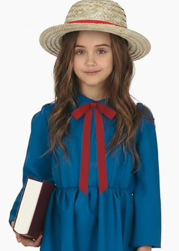 Struts Madeline Style Straw Hat with Red Band Book Character Fancy Dress