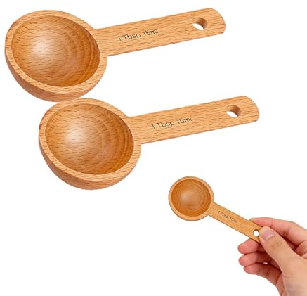 2 Pcs Wooden Coffee Scoop,15ml 1 Tbsp Wooden Measure Spoon for Jars Coffee