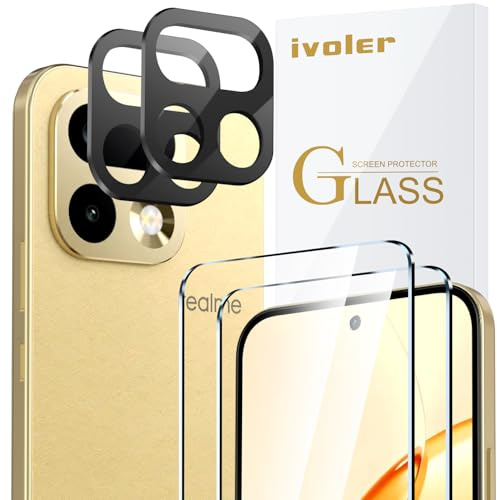 ivoler 2 Piezas Cristal Vidrio Templado Protector de Pantalla para Realme 16 Pro 5G, con 2 Piezas Protector de Lente de Cámara, 9H Dureza, Antiarañazos, Sin Burbujas