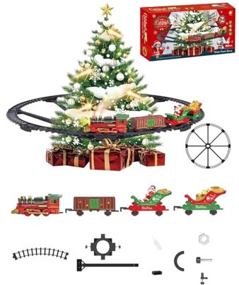 Hängendes Weihnachtszug Set – Spielzeugeisenbahn unter dem Baum mit Nebel, Melodien und Lichtern, 2, ideal für Familien Innendekoration, Ornamente, Dekorationen, hängende Dekoration, Baumschmuck