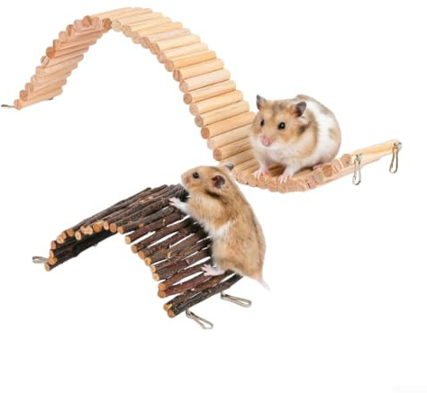 SiSinkal Holz-Hamster für Brücke, flexible Kletterleiter aus Naturholz, für Käfig-Spielbereich, Trennwand, Drahtkern, 60 x 8 cm, 3 x 20 cm, für Hamster, Mäuse, Reptilien