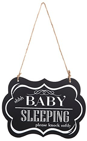 WINOMO Shhh Baby Sleeping Sign Do Not Disturb Sign Wooden Hanging Door Plaques Baby Sleeping Wooden Shhh Door