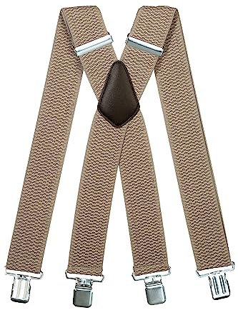 Olata Extra Breite Hosenträger für Herren – 5 cm breit, Robust und Verstellbar mit Stabilen Clips, Ideal für Arbeit und Elegante Outfits. Grau (Silber Clips)