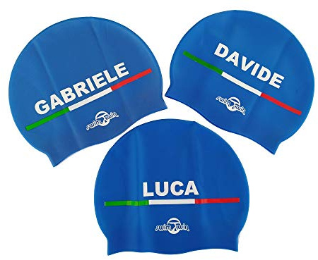 Swimxwin Cuffia in Silicone con Nome Personalizzato| Nomi Maschili | Scegli La Cuffia da Nuoto con Il Tuo Nome | Grande Comfort e aderenza | Design e Stile Italiano