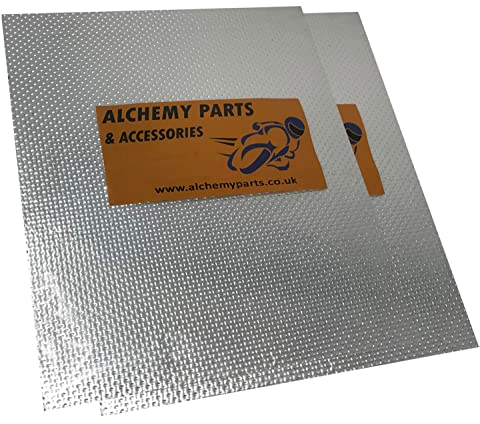 Alchemy Parts Motorcycle Heat Shield Sheet Stick On Self Adhesive for Exhaust Engine Motor Motorbike Race Bike Car Reflective Heat Deflector Protection (Two Sheets 40cm x 33cm)