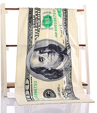 Yalatan Hundert Dollar USA Bill dekoratives Badetuch, Badetuch zum Sonnenbaden am Strand, 70 x 140cm / 27.5X 55inch