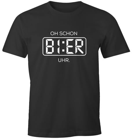 MoonWorks® Herren T-Shirt mit Spruch Oh Schon Bier Uhr Party-Shirt anthrazit M