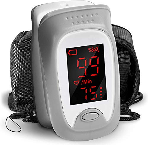 Duronic OX01R Oxímetro de pulso Saturómetro | Mide la saturación de oxígeno de la sangre y el ritmo cardíaco | Bolsillo/estuche y cordón | Preciso y rápido | Problemas cardíacos pulmonares | Deporte