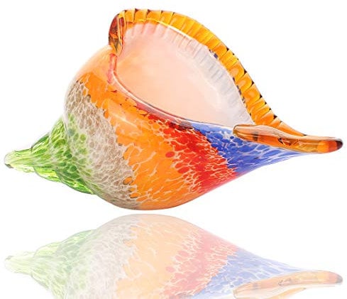 BONAKULA Regenbogen-Murano-Glas-Muschel-Figur aus mundgeblasenem Glas, Briefbeschwerer, Skulptur, Heimdekoration, Hochzeitsdekoration (bunt)