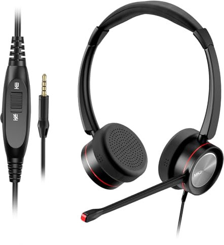 MKJ Casque Filaire avec Prise Jack 3,5 mm pour téléphone Portable avec Micro Mute et contrôle du Volume pour Smartphones