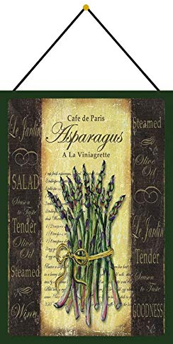 Blechschild mit Kordel 30 x 20 cm Kaffee Deko Schild: Cafe de Paris - Asparagus A La Viniagrette - Blechemma