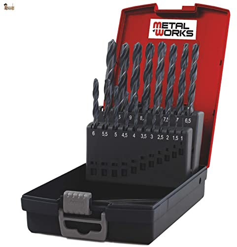 BricoLoco Kit estuche brocas metal acero rápido laminado. Juego 19 brocas HSS. Aceros DMD 5. Diámetros de 1 a 10 mm. x 0,50. (1)