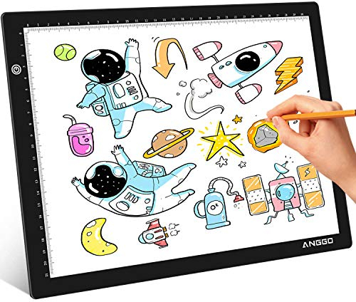 ANGGO LED Leuchttisch, A4 LED Licht Pad Leuchtplatte Tracing mit Stufenlos Dimmbare, Ultradünne Zeichenbrett Copy Board mit USB Kable Ideal für Designen Kopieren Zeichnen Skizzieren Animation