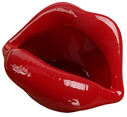 CUSROS Niedliche Cartoon Lippen Form Keramik Aschenbecher Trendy Mund Home Mini Boyfriend Geschenk Für Indoor Car Home Office Weinrot