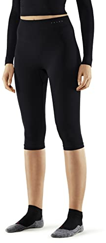 FALKE Damen Baselayer-Hose Maximum Warm 3/4 W Ti Funktionsmaterial schnelltrocknend 1 Stück, Schwarz Black 3000, S
