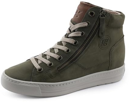 Paul Green Damen Sneaker Schuhe High-Top Sneaker Veloursleder Sport Halbschuhe Uni Iron-Cognac reißverschluss bequem grau-braun
