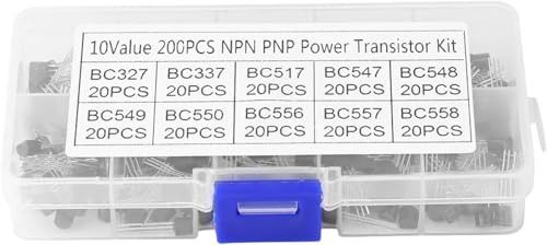200pcs Transistor Kit with 10 Values NPN PNP BC327 BC558 TO92 Transistors for Electronics Projects DIY Hobbyists Circuit Building and Prototyping