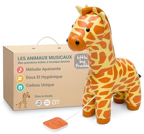 Little Big Friends Musical Friends | Musikalisches Schnurzug-Spielzeug für Babys | Besonderes Stofftier | Leicht zu reinigen | hypoallergen | Gina die Giraffe